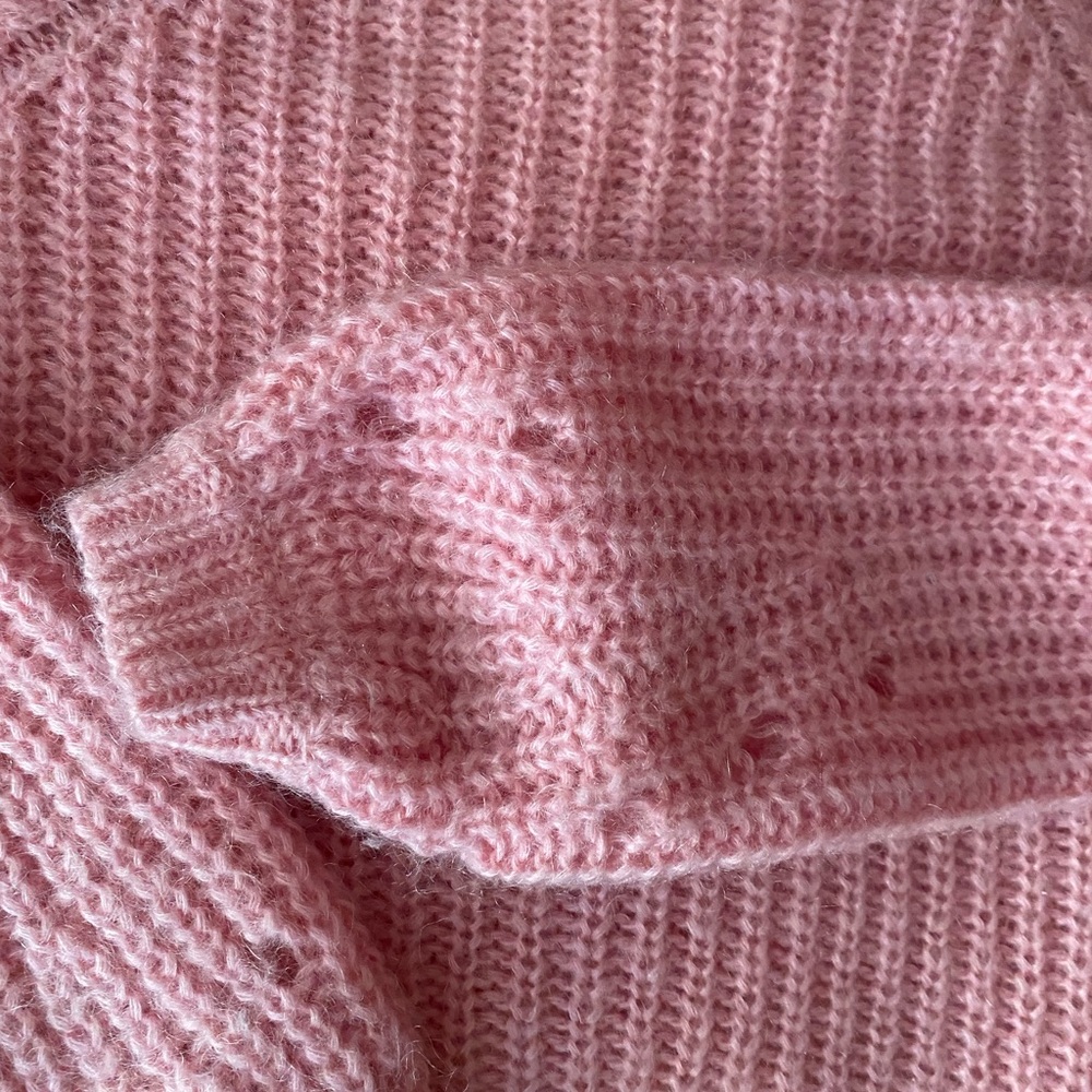 Sezane Cozy mohair blend Pink Chunky Knit Sweater - Picture 3 of 6